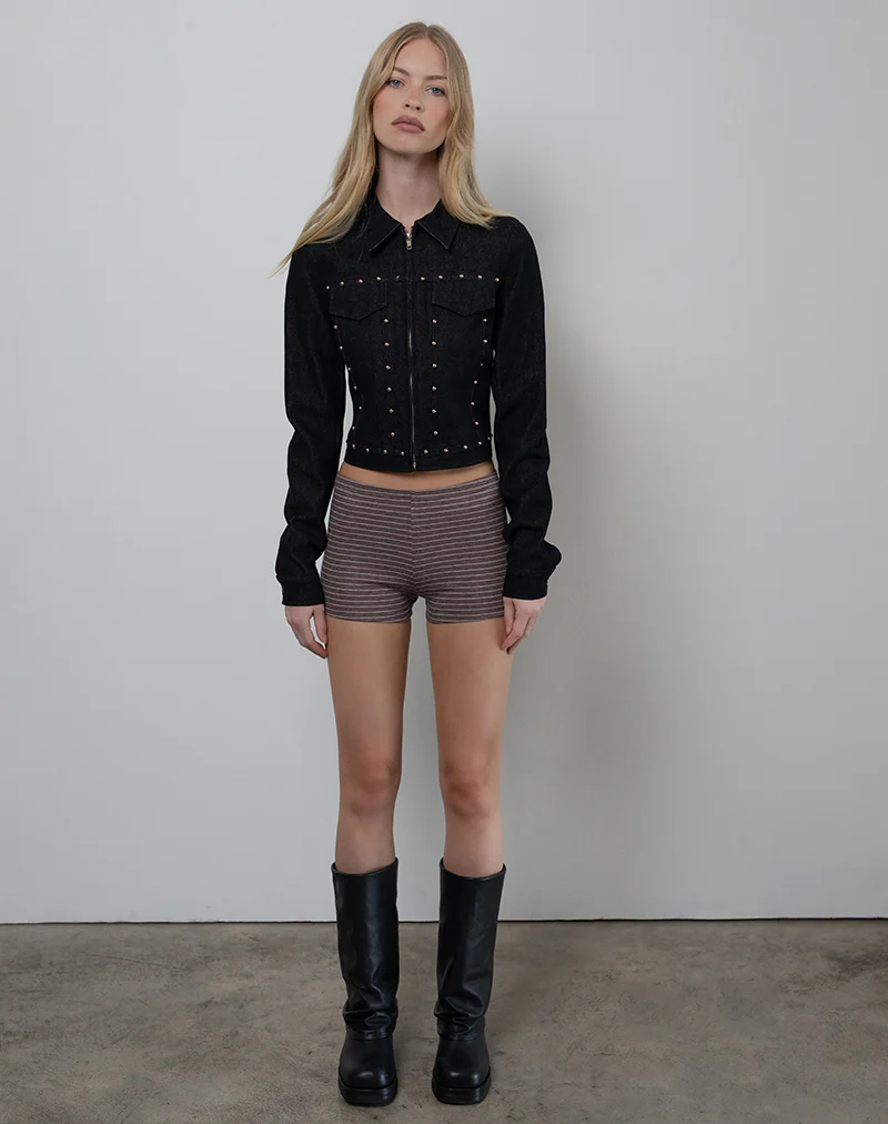 Ronira Jacket Chambray Studs in Black - Image 4