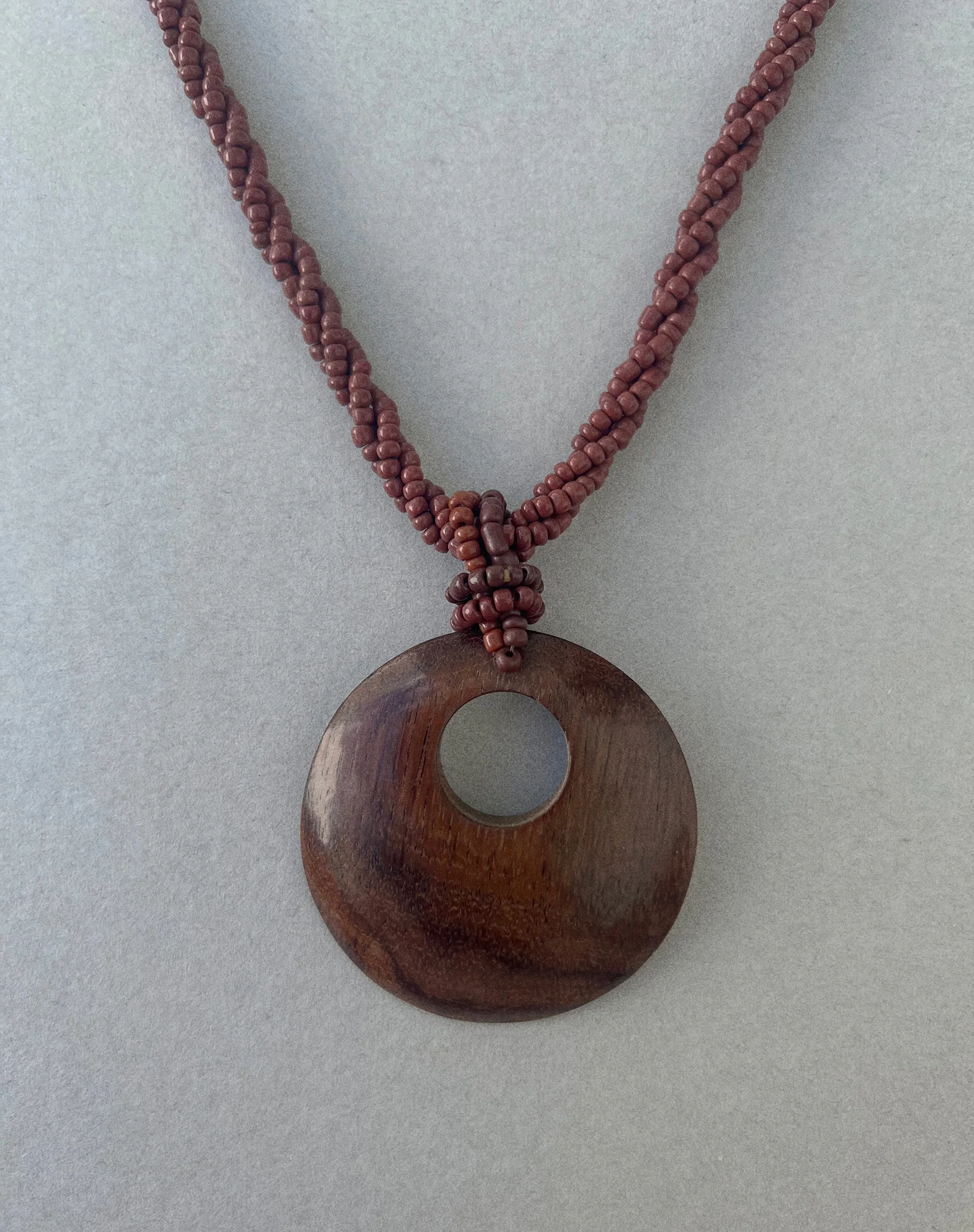 Ronji Necklace with Round Wooden Pendant - Image 2