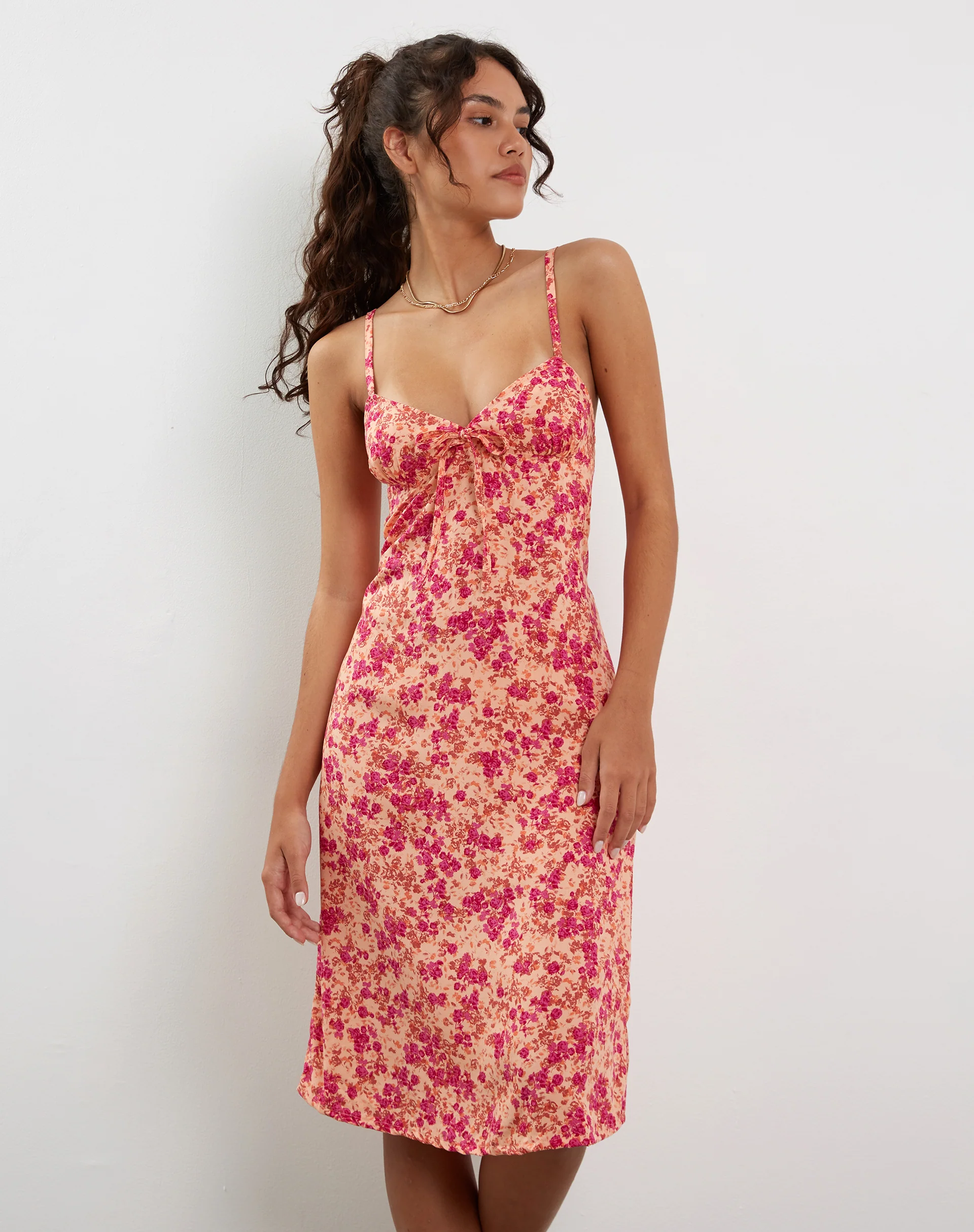 Ronsha Midi Dress in Dark Wild Flower Cantaloupe - Image 5
