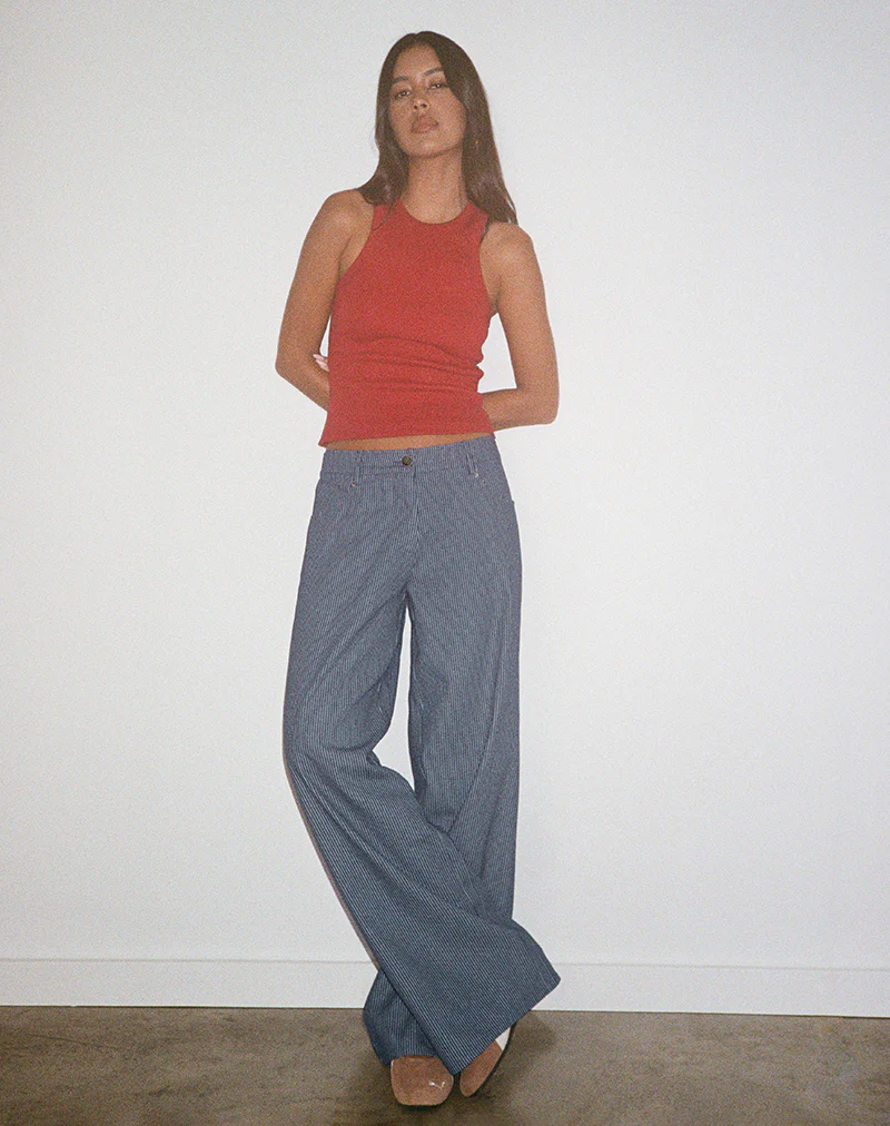 Roomy Extra Wide Low Rise Jeans in Pinstripe Indigo Wash - Image 4