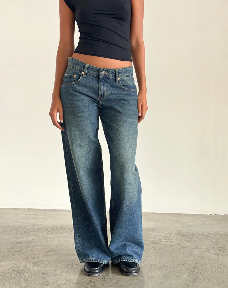 Roomy Extra Wide Low Rise Jeans in Bright Blue - Image 3