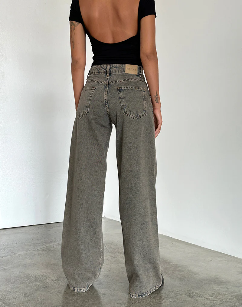 Roomy Extra Wide Low Rise Jeans in Earthy Blue - Image 4