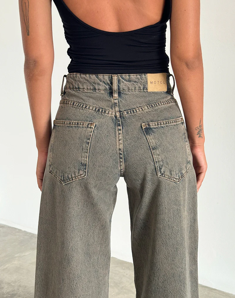 Roomy Extra Wide Low Rise Jeans in Earthy Blue - Image 5