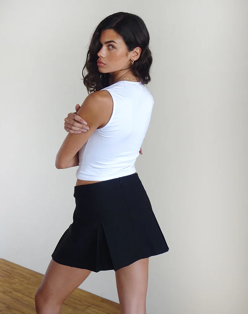 Ropita Mini Skirt in Black with Ivory Bows - Image 3