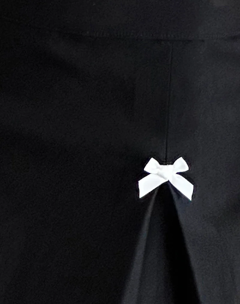 Ropita Mini Skirt in Black with Ivory Bows - Image 5