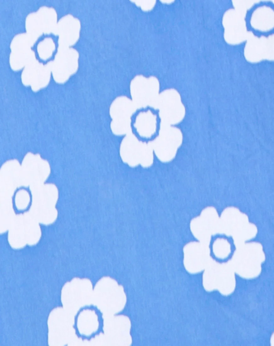 Roppan Slip Dress in Daisy Stamp Sky Blue - Image 5
