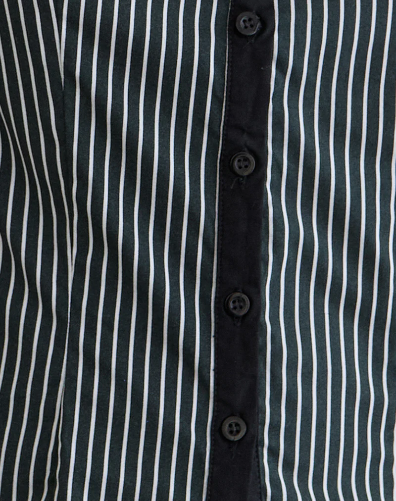 Rosabe Blouse in Black and Grey Monostripe - Image 6