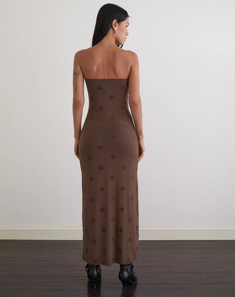 Rosaga Maxi Dress in Big Polka Flock Brown - Image 4