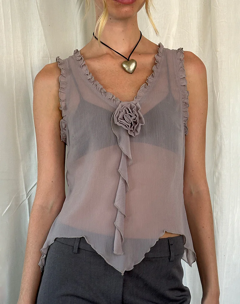 Rosalinda Top in Chiffon Lilac Grey - Image 2