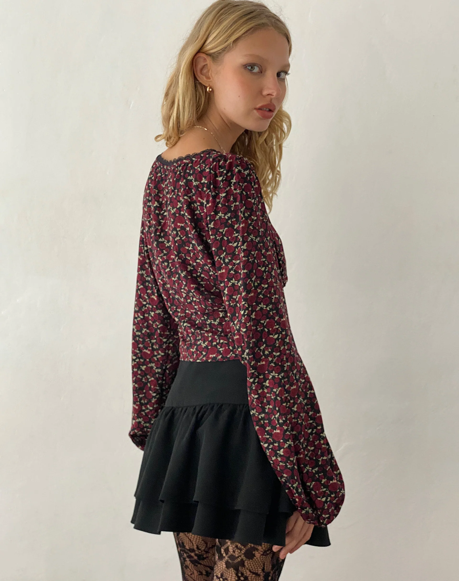 Rosani Long Sleeve Top in Dark Rhoslyn Ditsy Print - Image 4