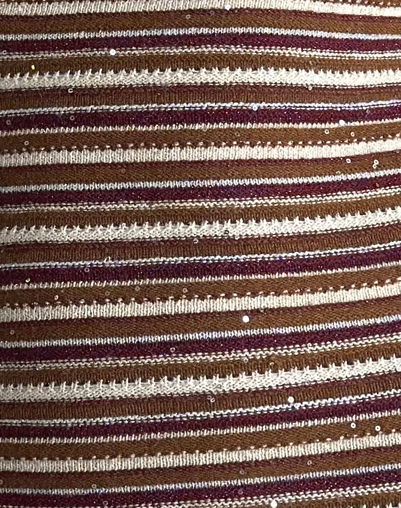 Rosbina Bandeau Mini Dress in Shimmer Stripe Knit Rust - Image 8