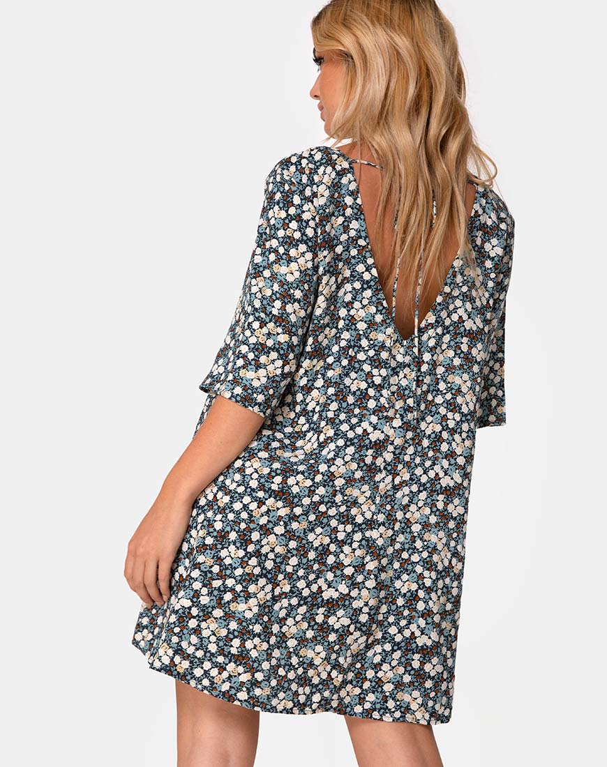 Rosella Swing Dress in Floral Field Navy - Image 2
