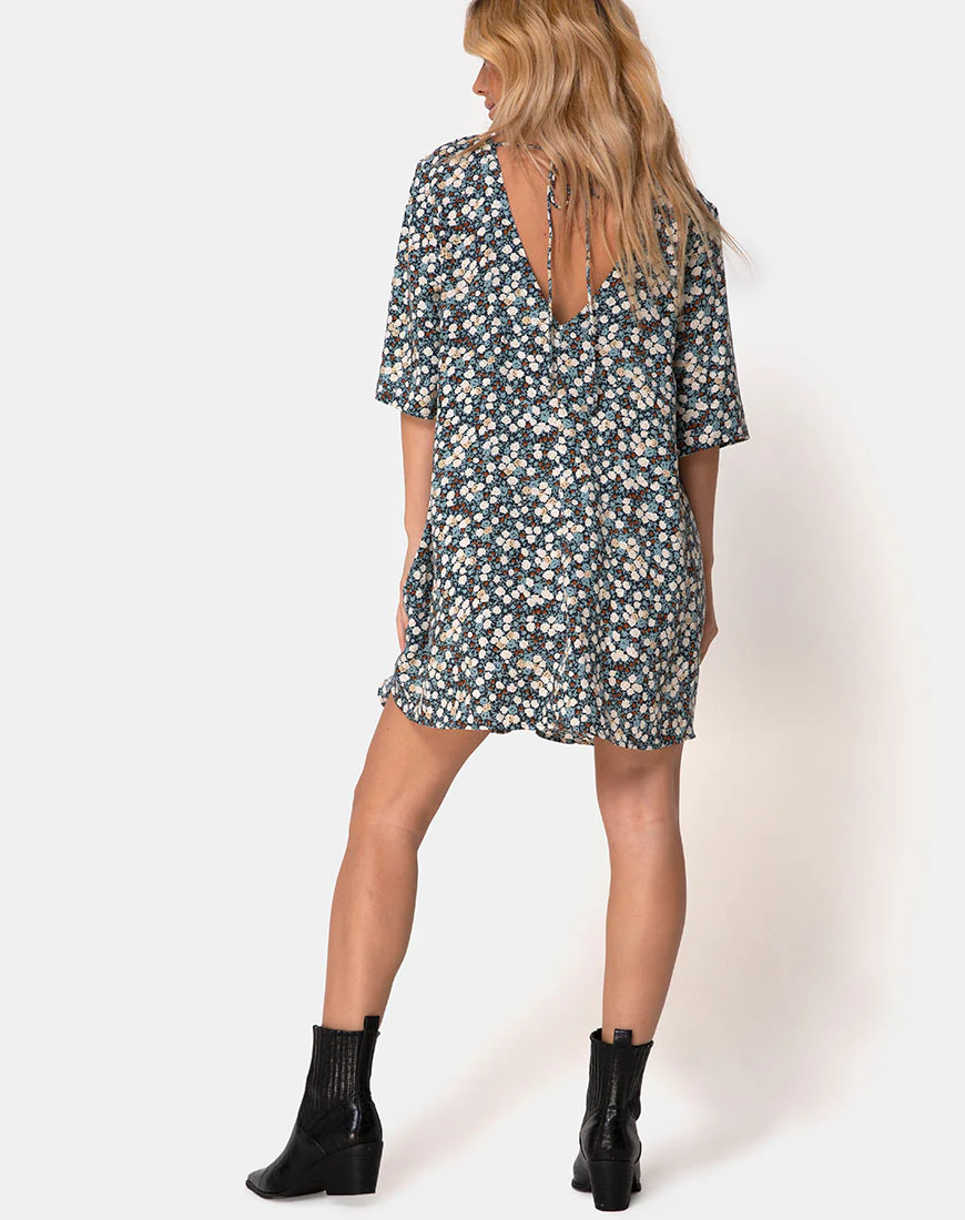 Rosella Swing Dress in Floral Field Navy - Image 4