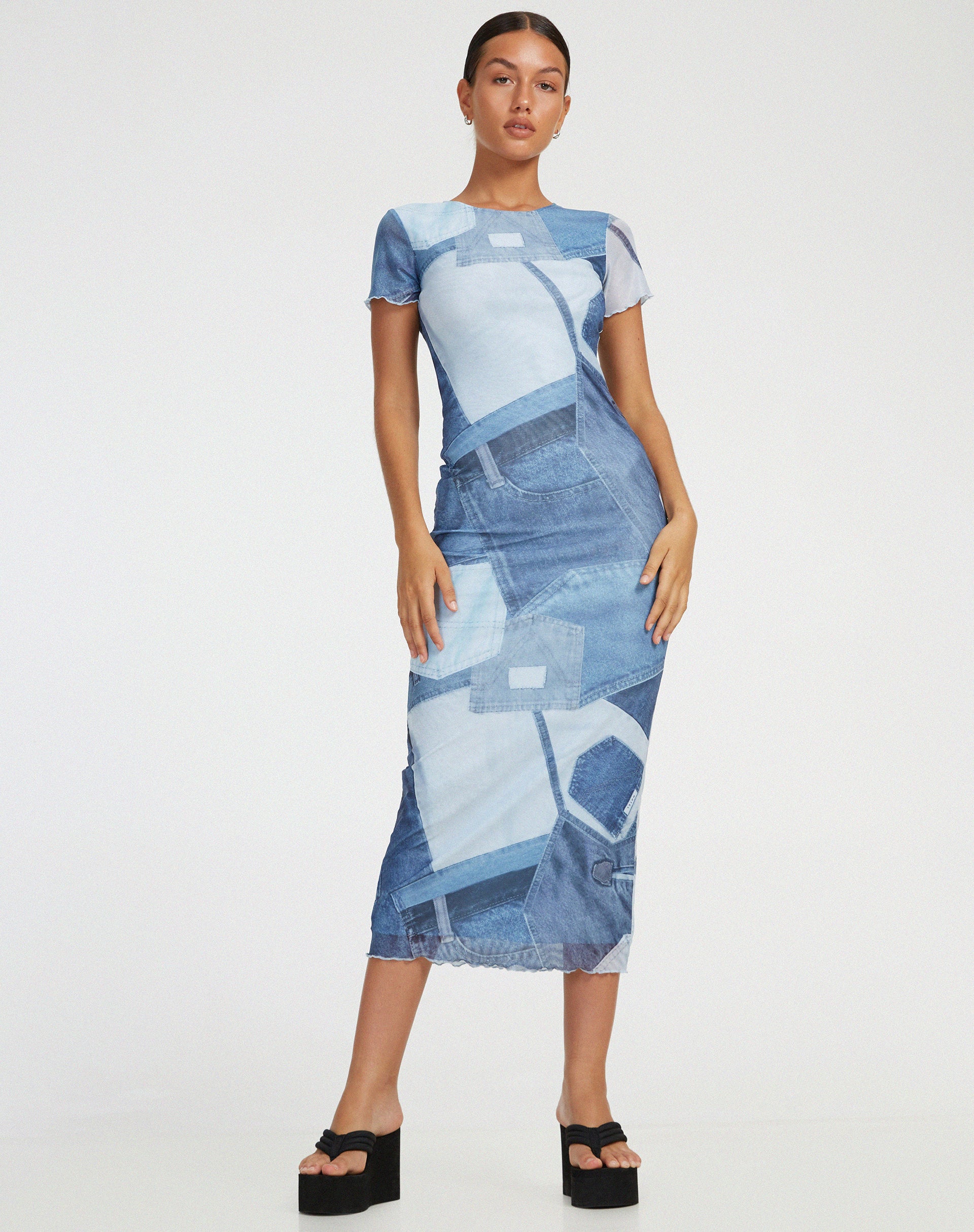 Roska Midi Dress in Denim Pocket - Image 3
