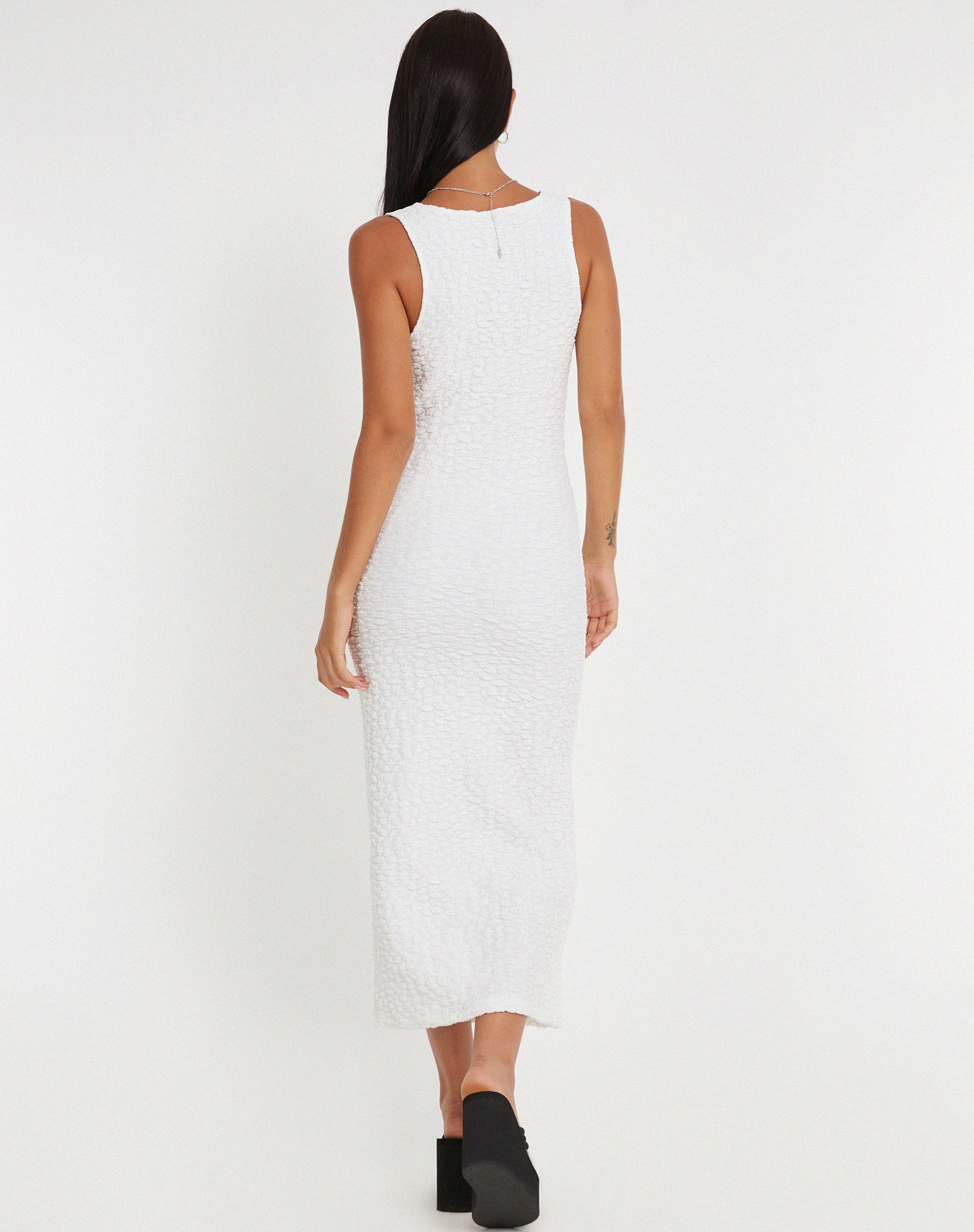 Roski Textured Midi Dress in White - Image 2