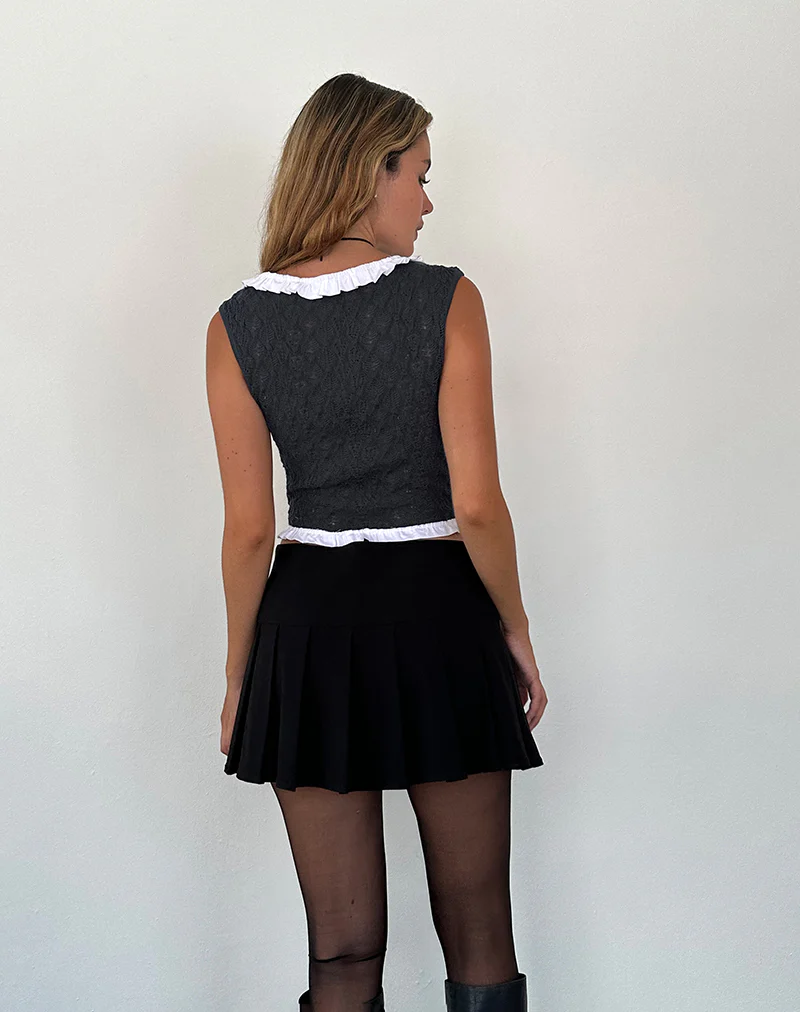 Roslyn Pointelle Vest Top in Dark Charcoal - Image 2