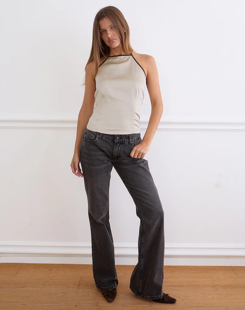 Rovania Backless Halter Top in Satin Champagne - Image 3