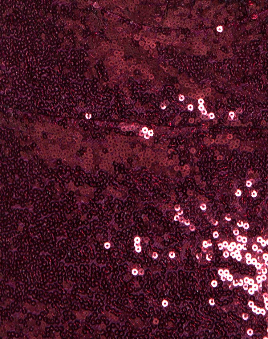 Roxanne Maxi Dress in Mini Sequin Burgundy - Image 5
