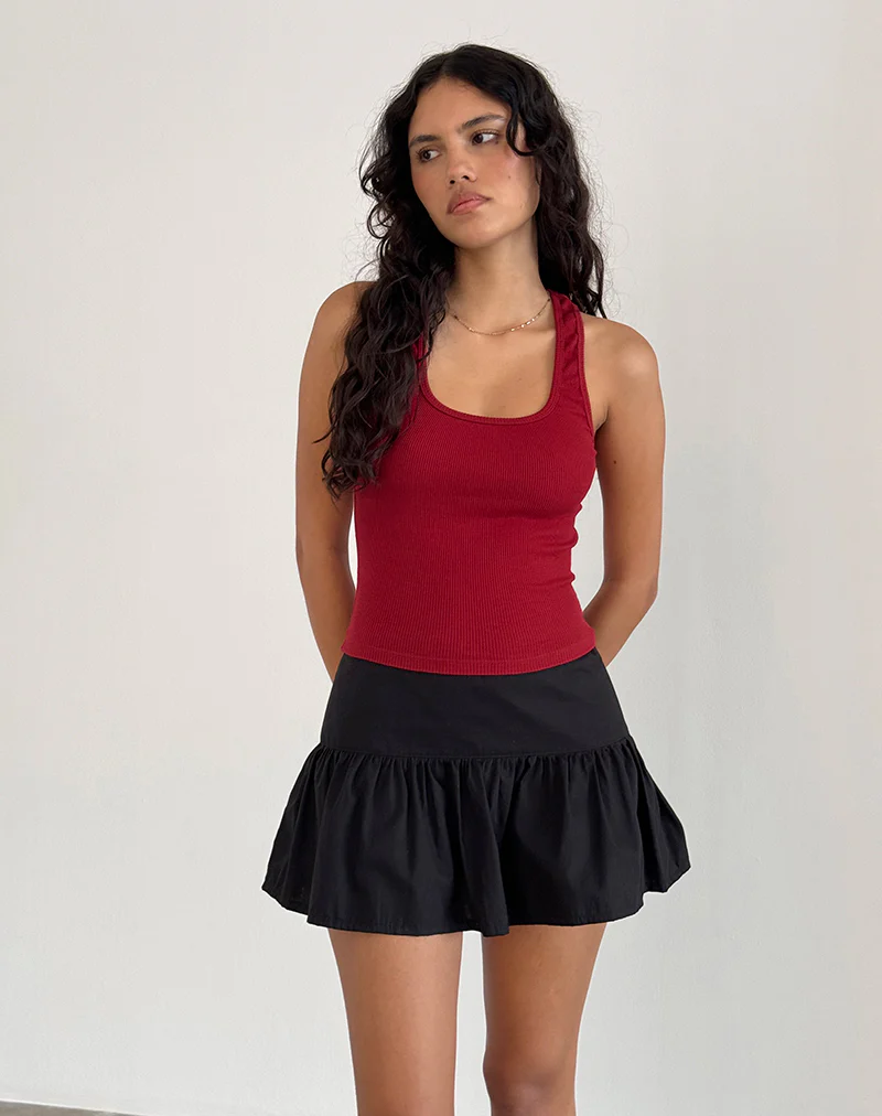 Roxe Ribbed Vest Top in Adrenaline Red - Image 2