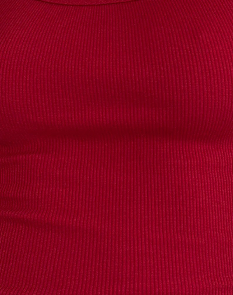 Roxe Ribbed Vest Top in Adrenaline Red - Image 6