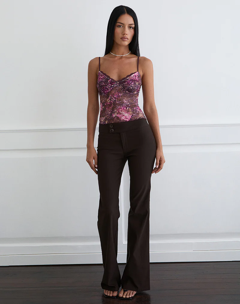 Rubik Cami Top in Abstract Rose Pink and Plum - Image 4
