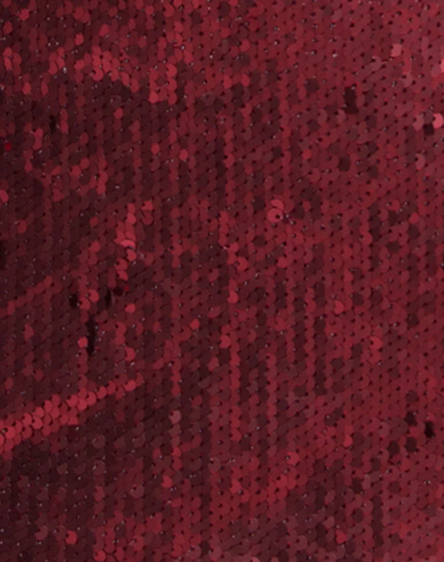 Ruby Rose Bodycon Dress in Fishcale Matte Sequin Wine - Image 5