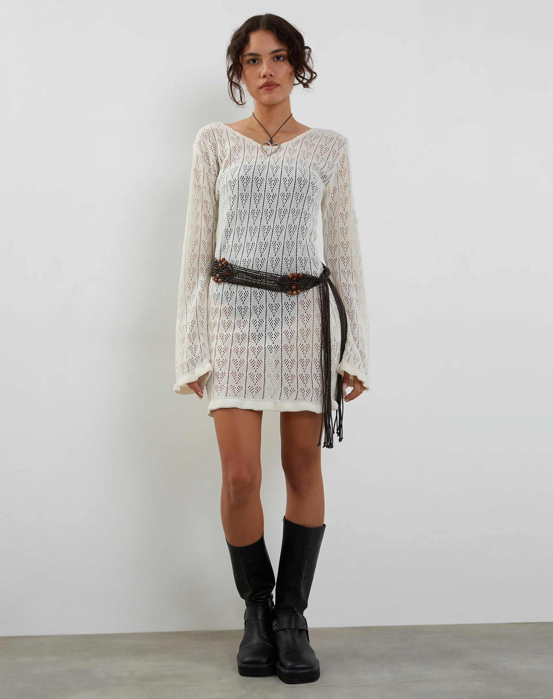 Rue Mini Knit Dress in Ivory - Image 5