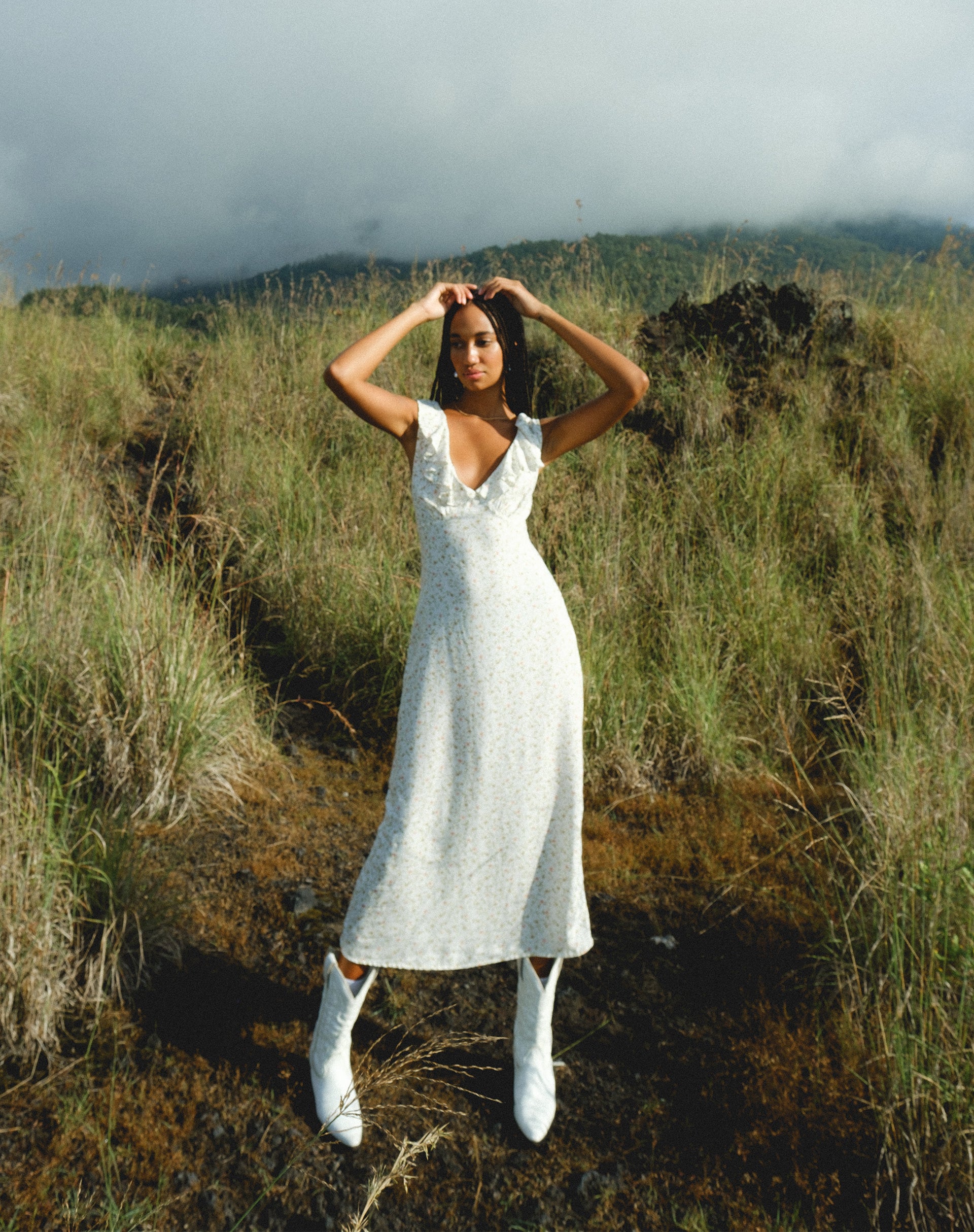 Rufiso Midi Dress in Pretty Petal Ivory - Image 2