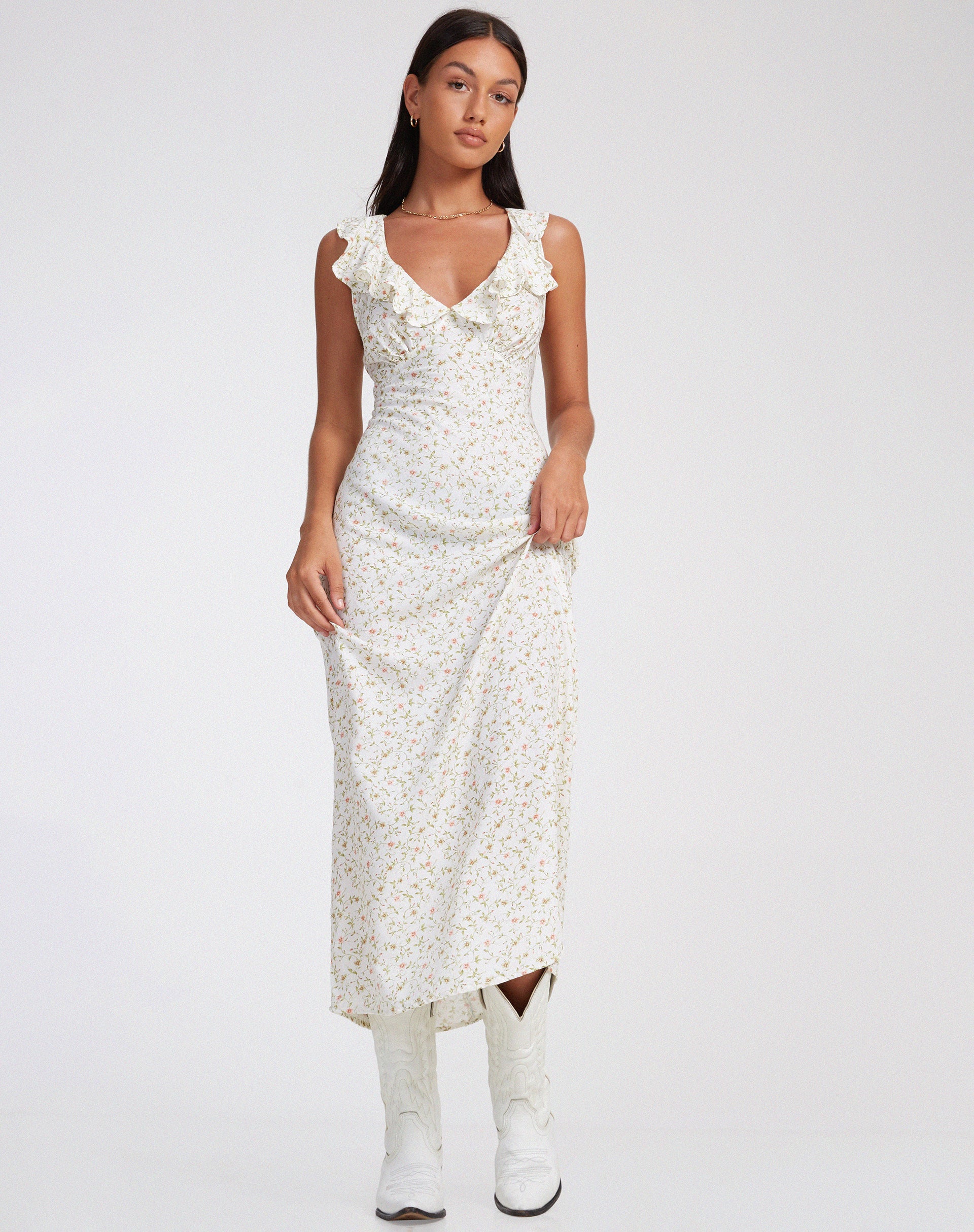 Rufiso Midi Dress in Pretty Petal Ivory - Image 5