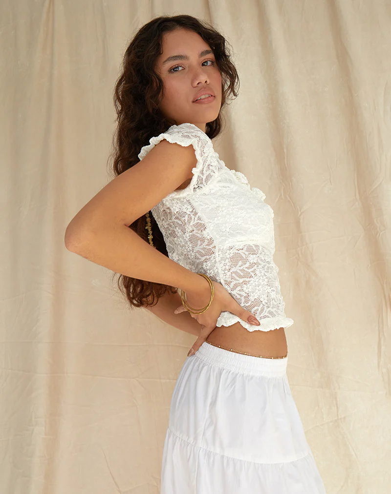 Rufte Top in Lace Ivory - Image 3