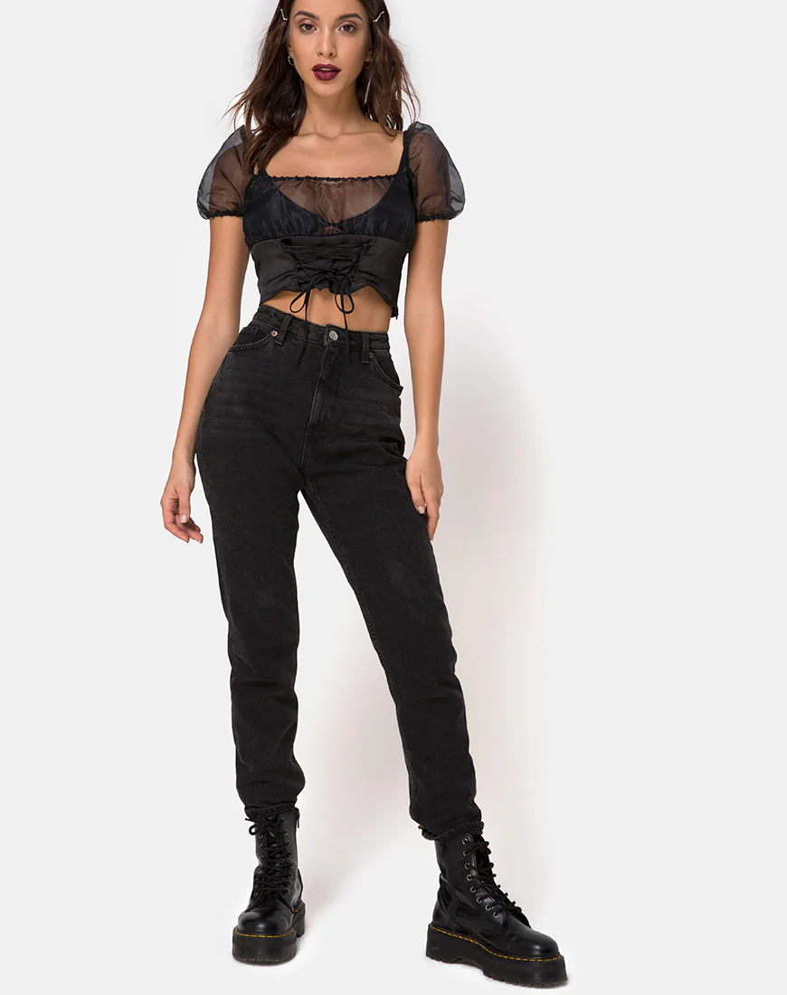 Ruina Top in Satin Black - Image 3