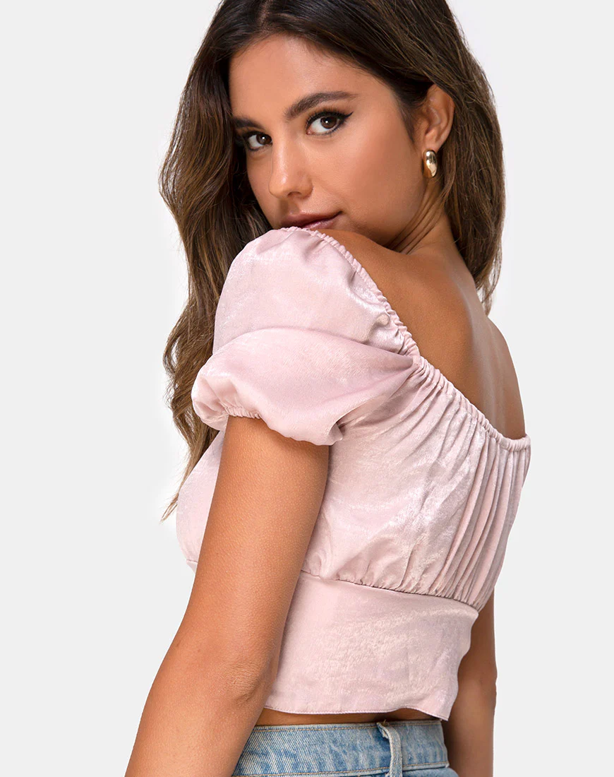 Ruiz Off The Shoulder Top in Satin Dusty Rose - Image 3