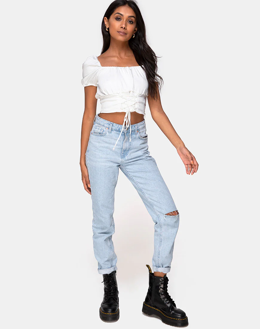 Ruiz Off The Shoulder Top in Satin Ivory - Image 4