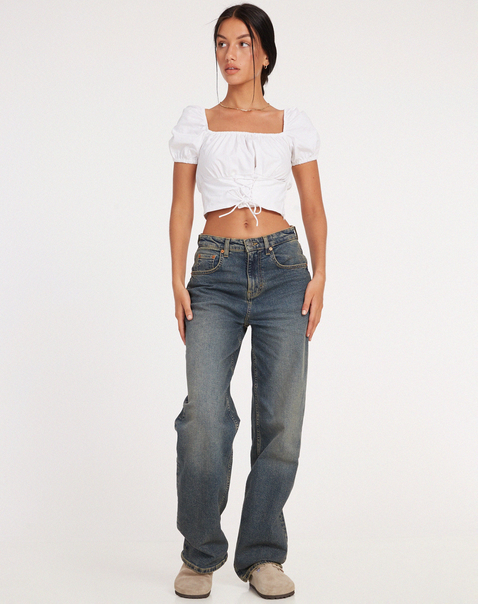Ruiz Crop Top in White - Image 3