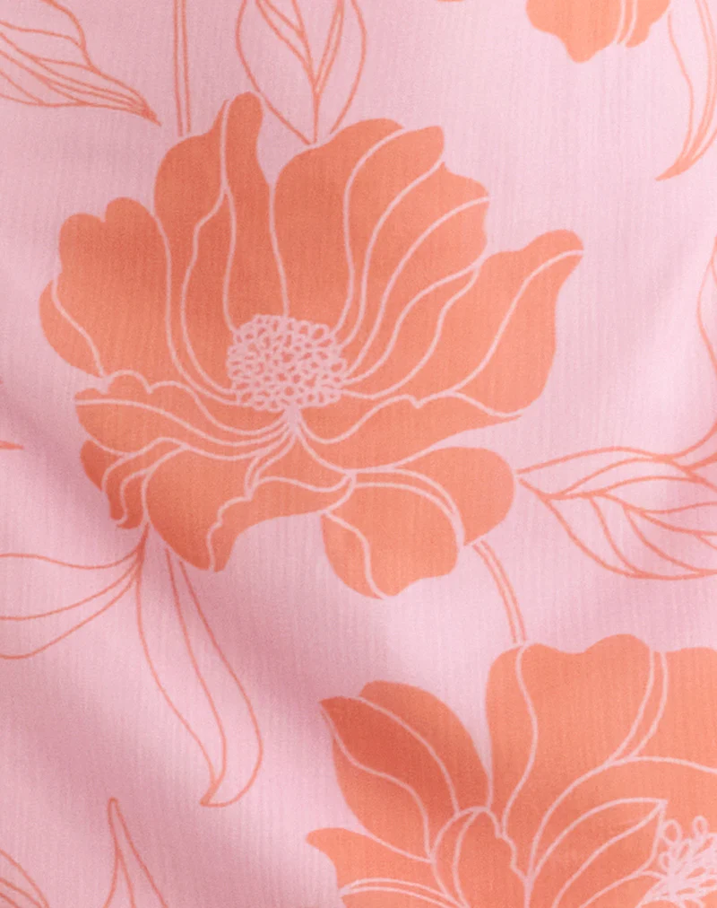 Rujira Cowl Midi Dress in Floral Pink Orange - Image 5