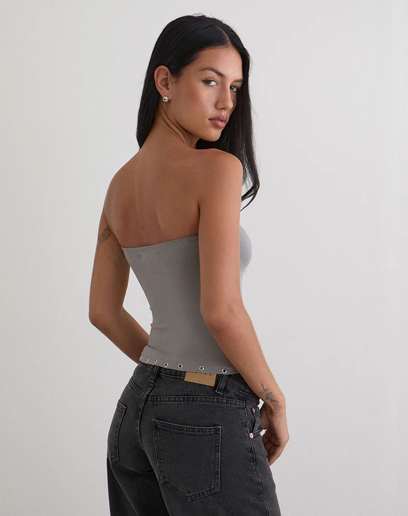 Ruki Bandeau Top in Rayon Jersey Grey - Image 4