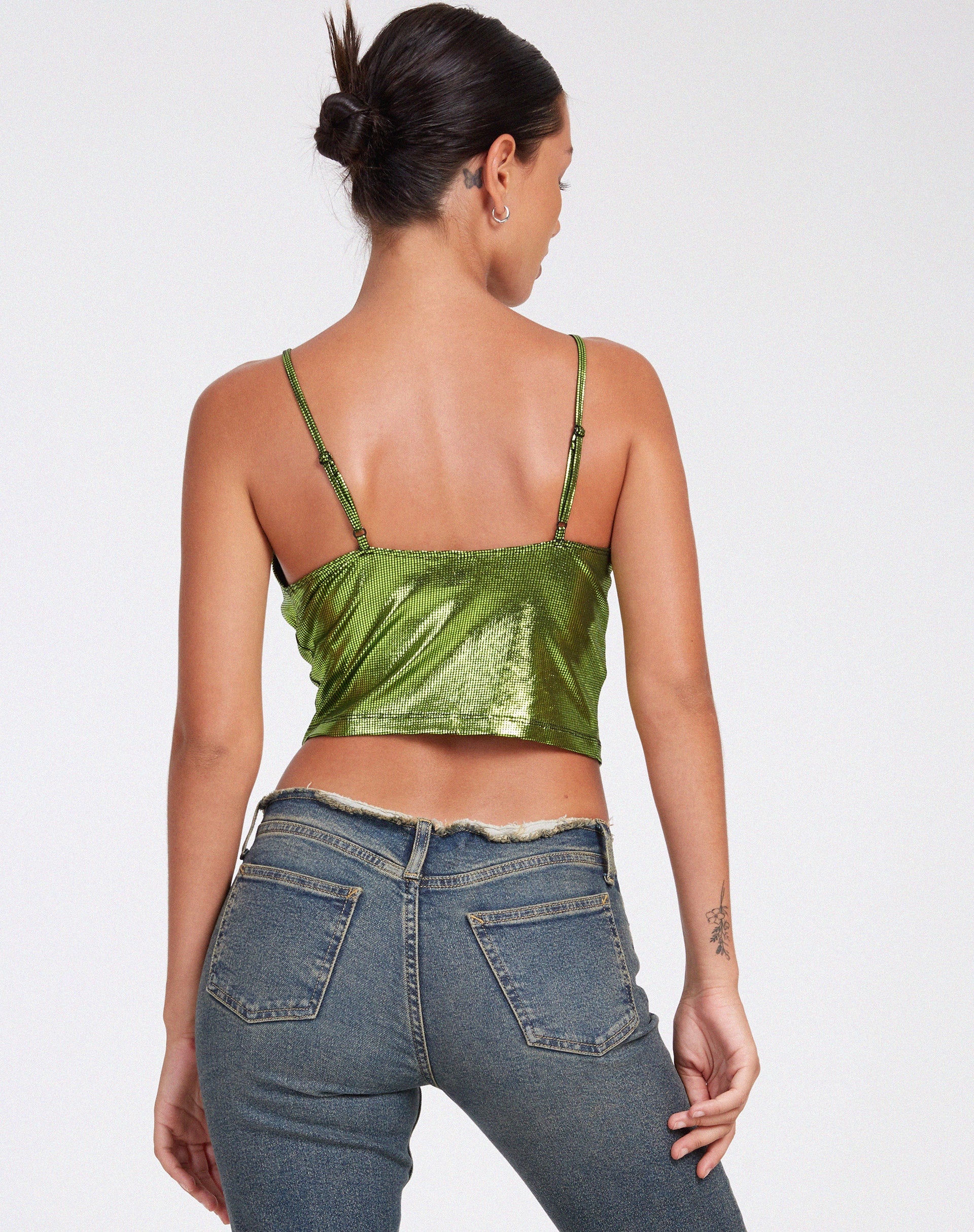 Rumak Crop Top in Holographic Lime - Image 2