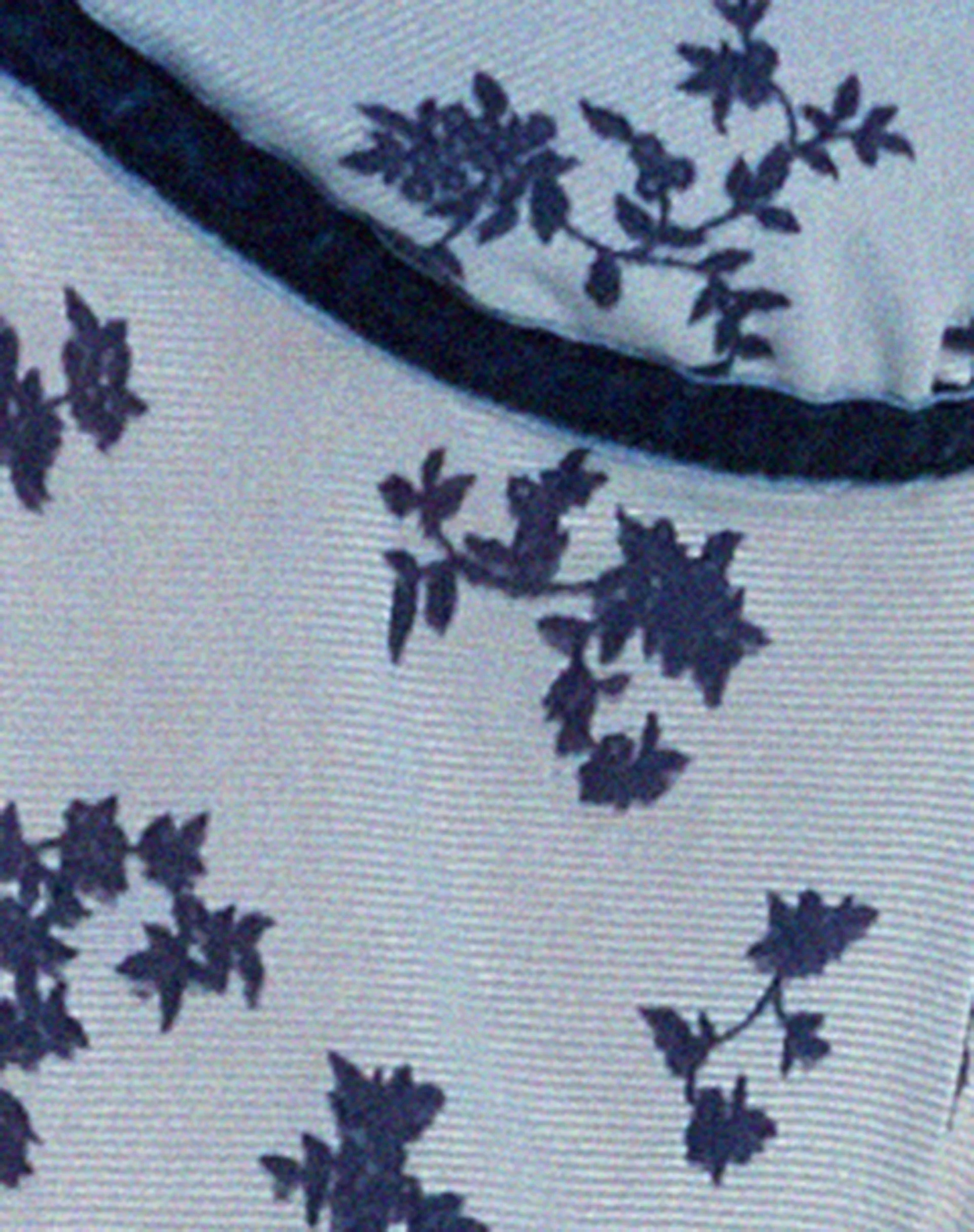 Rumako Open Front Crop Top in Light Blue Black Botanist Flocking - Image 7