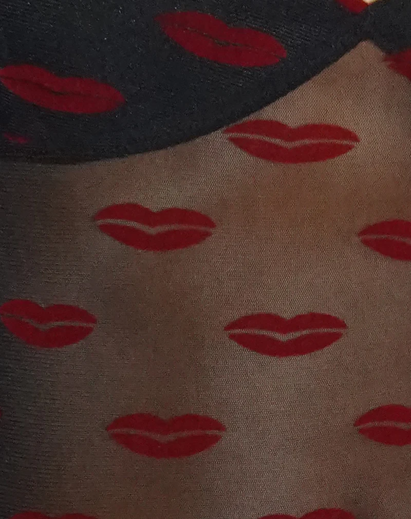 Rumaysa Cami Top in Lips Flock Black - Image 7