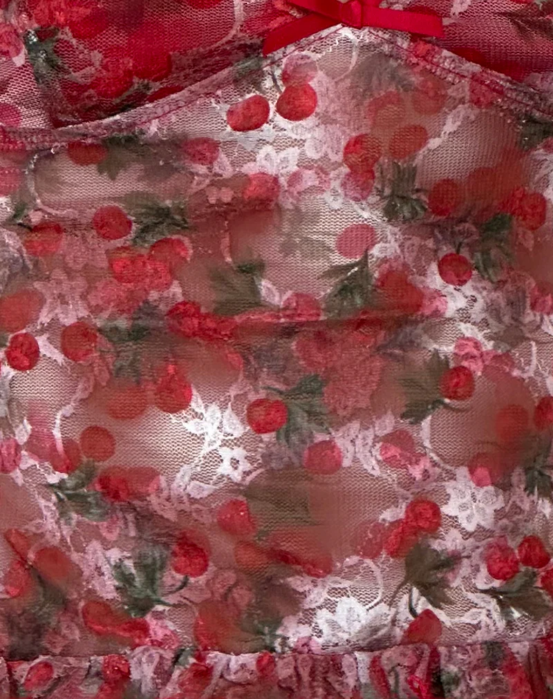 Rumaysa Top in Printed Lace Cherry - Image 6