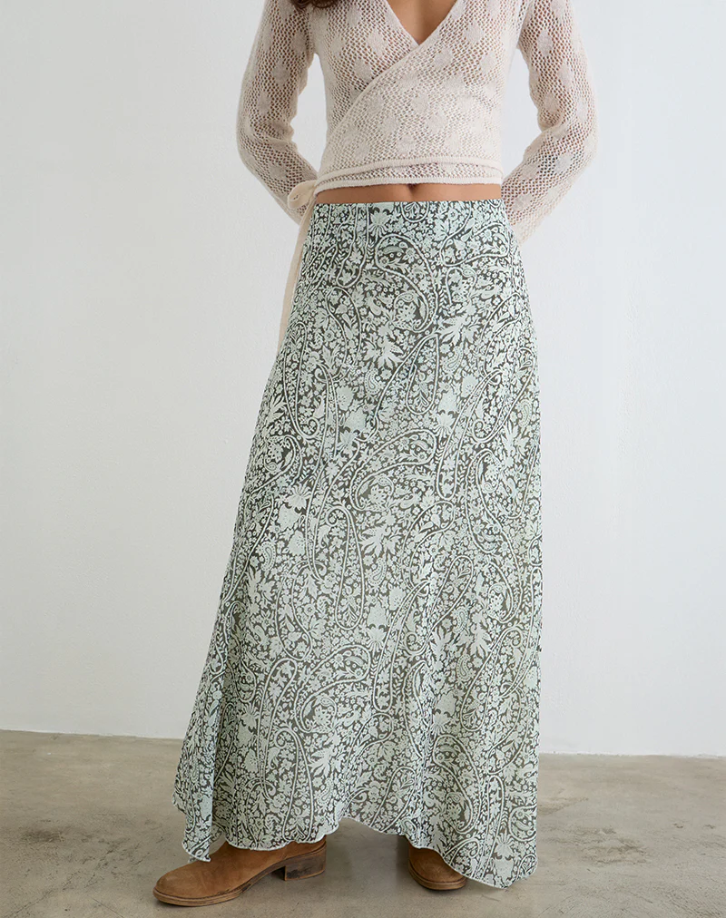 Rumela Maxi Skirt in Bloom Paisley Pale Blue - Image 2