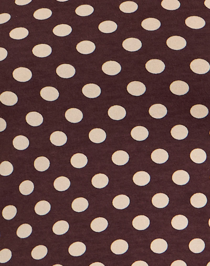 Rumini Long Sleeve Top in Brown with Small Polka Cream - Image 6