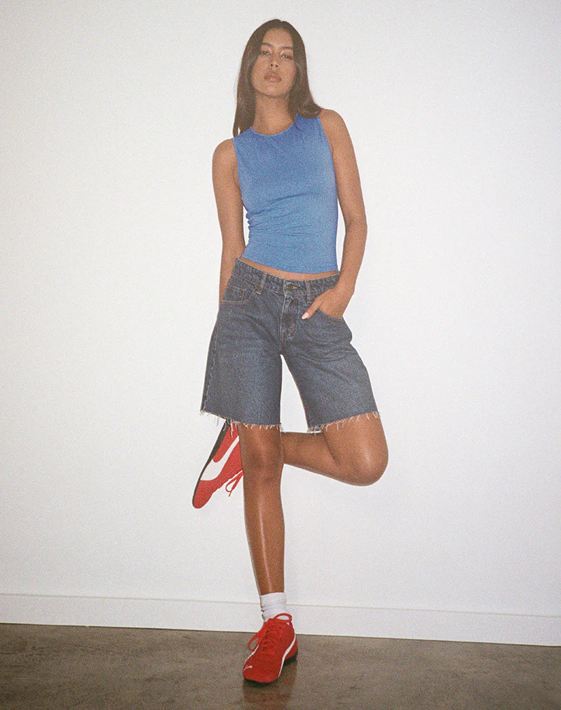 Runaba Backless Tank Top in Ibiza Blue - Image 3