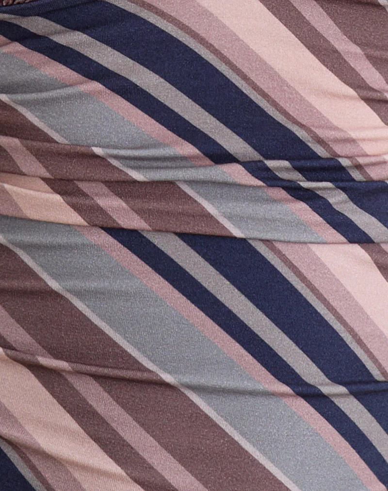 Ruoyu Plunge Top in Mixed Stripe Brown - Image 7