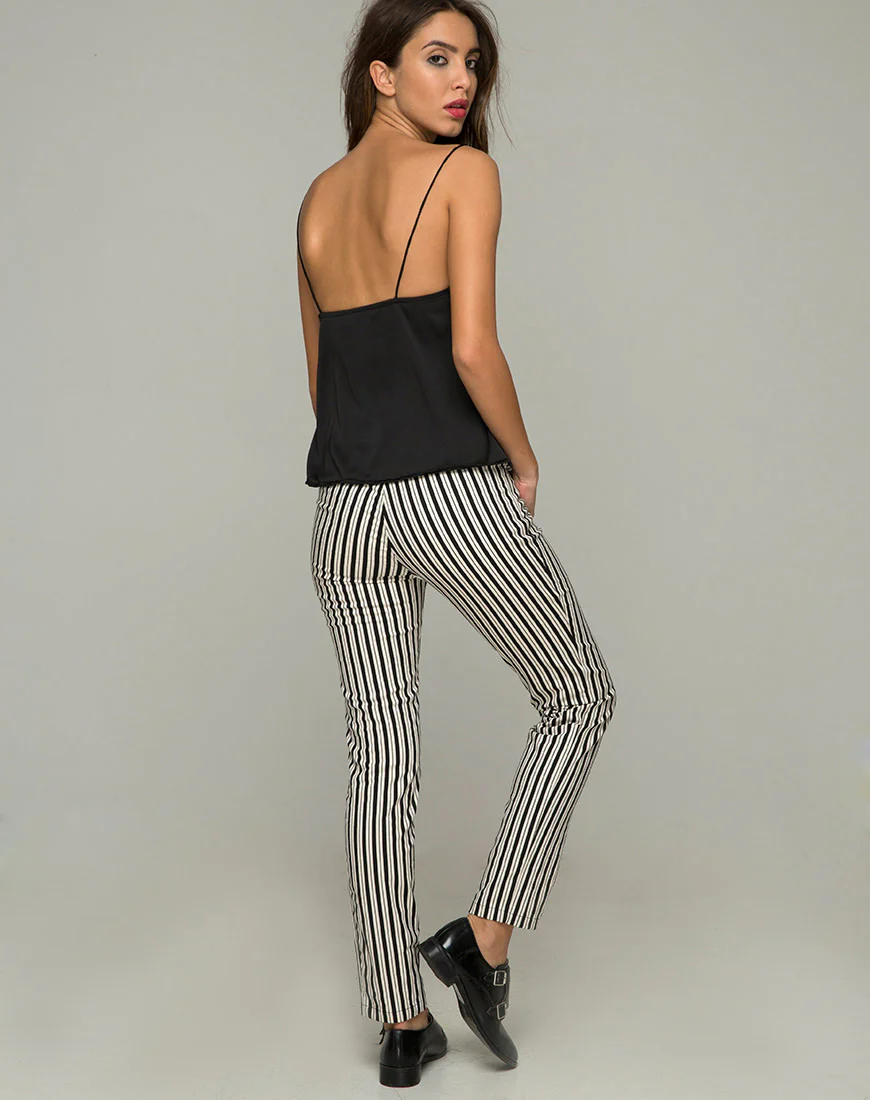 Ruska Jeans in Mini Pinstripe Black and White - Image 2