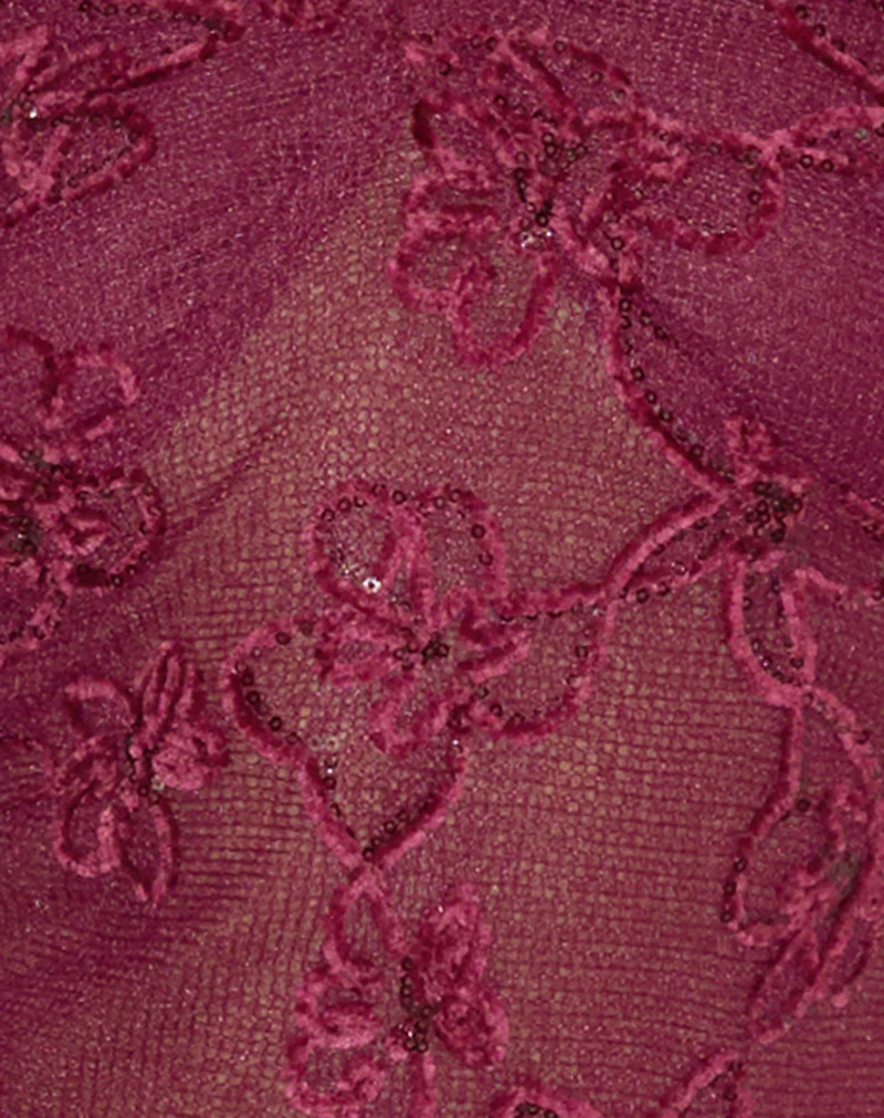 Ruwi Halter Top in Sequin Knit Burgundy - Image 6