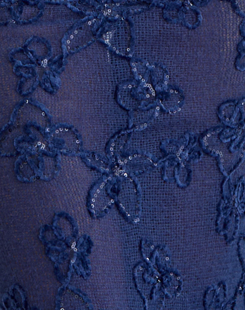 Ruwi Halter Top in Sequin Knit Navy - Image 5