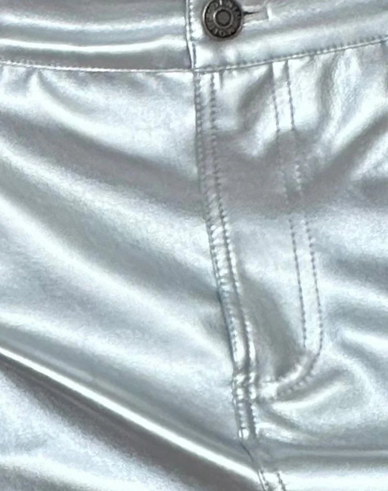 Rwila Skirt in Metallic PU Silver - Image 6
