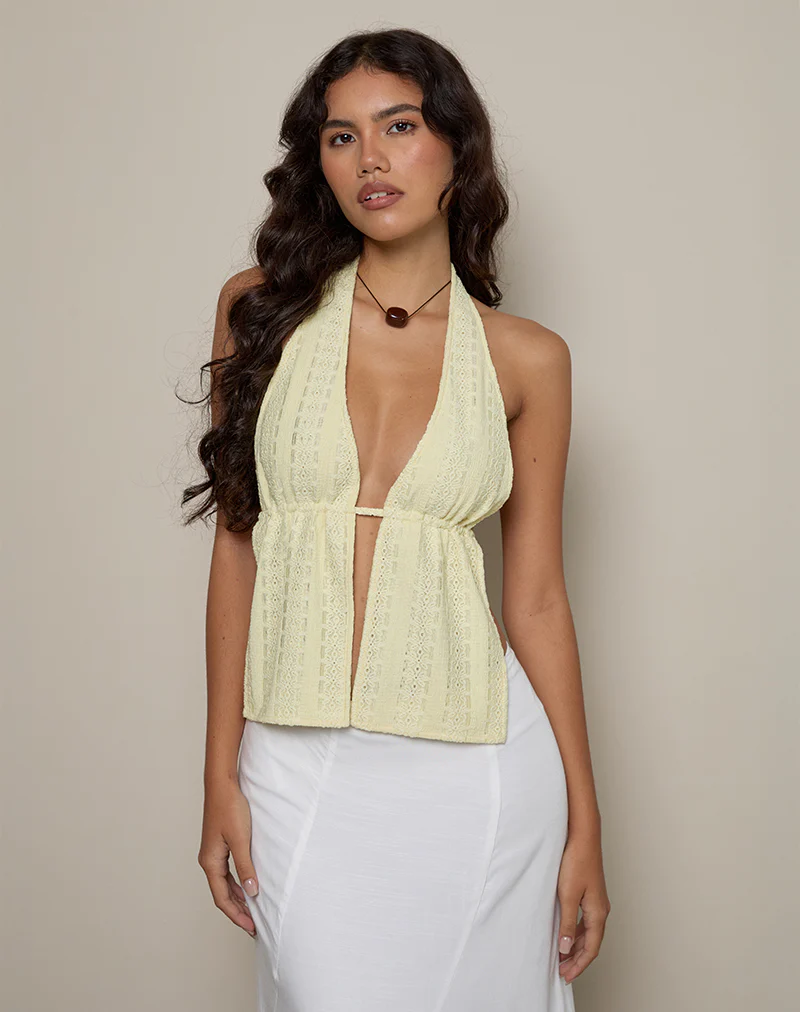 Ryoma Top in Broderie Flower Lace Lemon - Image 2