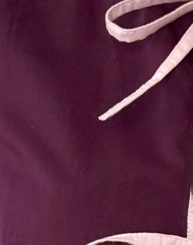Ryota Tie Front Blouse in Oxblood with Pink Lady Binding - Image 6